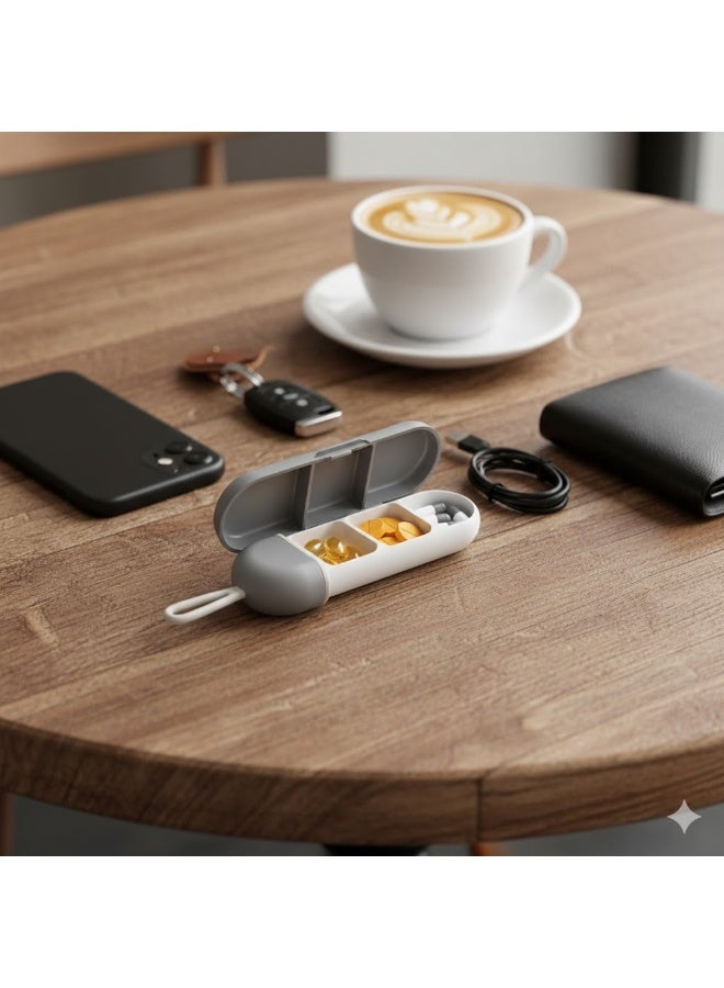 Portable Pocket Pill and Vitamin Organizer, 3-Compartment Divided Pill Case - Compact Modern Design for Travel and Work - Multicolor - Image 1